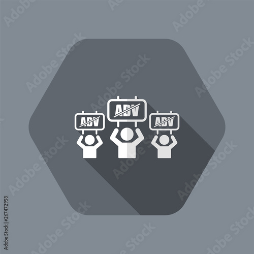 Crowd of people asking interruption of advertising - Vector web icon