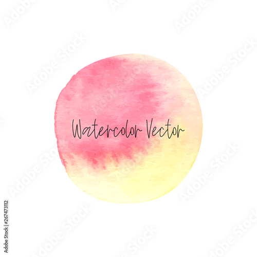 Watercolor hand painted circle design elementon a white background, decorative design element. Abstract vector photo