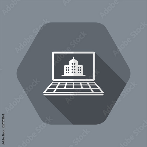 Find house or hotel online - Vector web icon