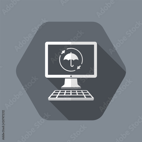 Full computer protection - Vector flat icon