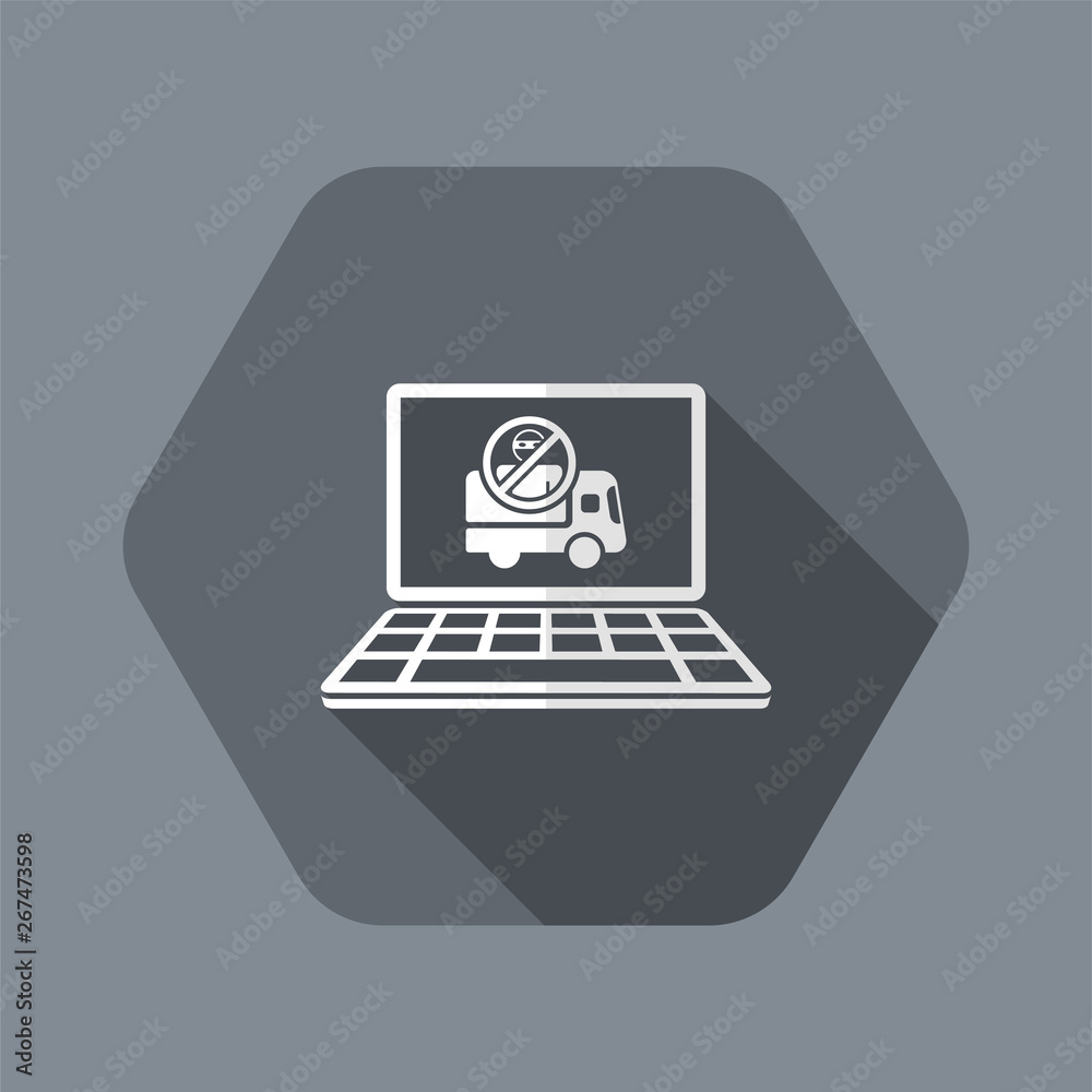 Truck transport with security computer control - Vector flat icon Truck transport with security computer control - Vector flat icon
