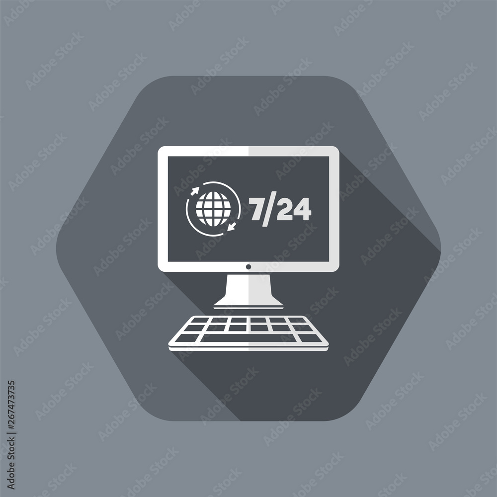 International 7/24 web services - Vector flat icon International 7/24 web services - Vector flat icon