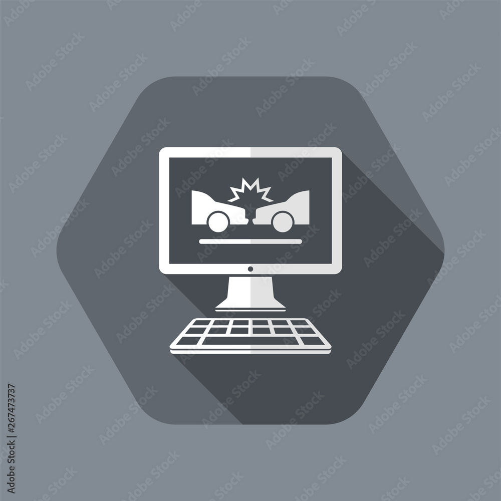 Car crash - Web assistance service - Vector flat icon Car crash - Web assistance service - Vector flat icon