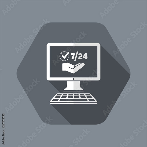 7/24 online services - Vector flat icon