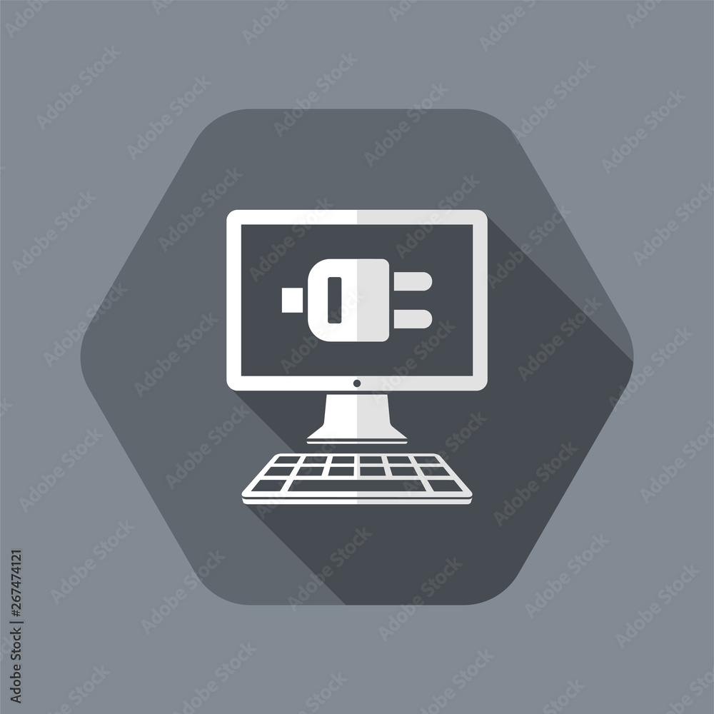 Computer plug connection - Vector flat icon
