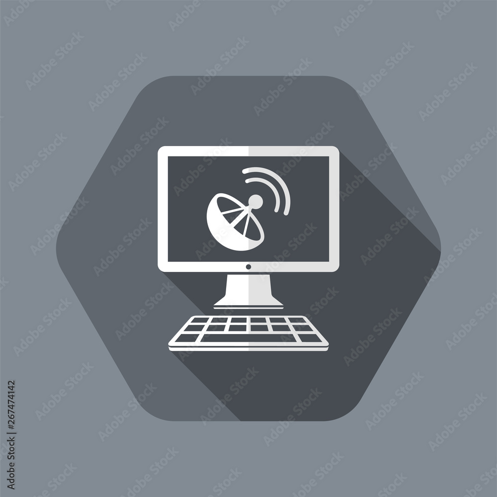 Satellite computer application - Vector flat icon Satellite computer application - Vector flat icon