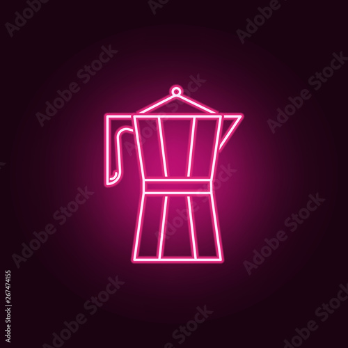Coffee Maker neon icon. Elements of Kitchen set. Simple icon for websites, web design, mobile app, info graphics