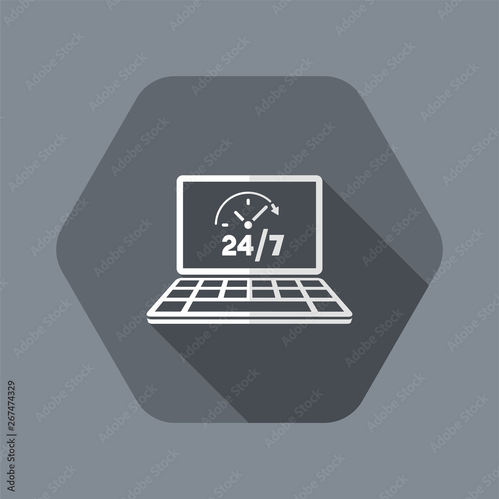 Full time 24/7 web services - Vector flat icon Full time 24/7 web services - Vector flat icon