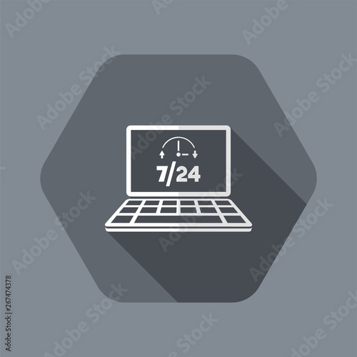 Full time 7/24 computer service - Vector flat icon
