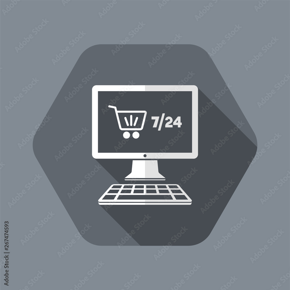 Online store 7/24 - Vector flat icon Online store 7/24 - Vector flat icon