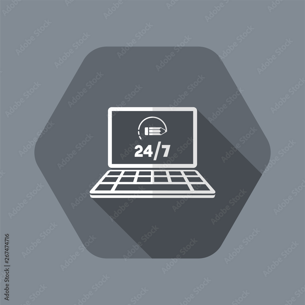 Customized digital service 24/7 - Vector flat icon Customized digital service 24/7 - Vector flat icon
