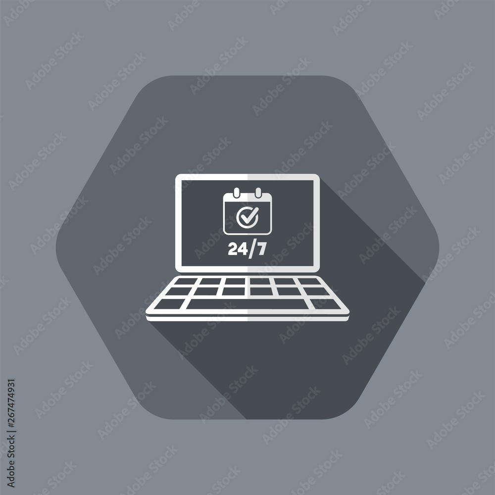 Check 24/7 computer services - Vector flat icon Check 24/7 computer services - Vector flat icon