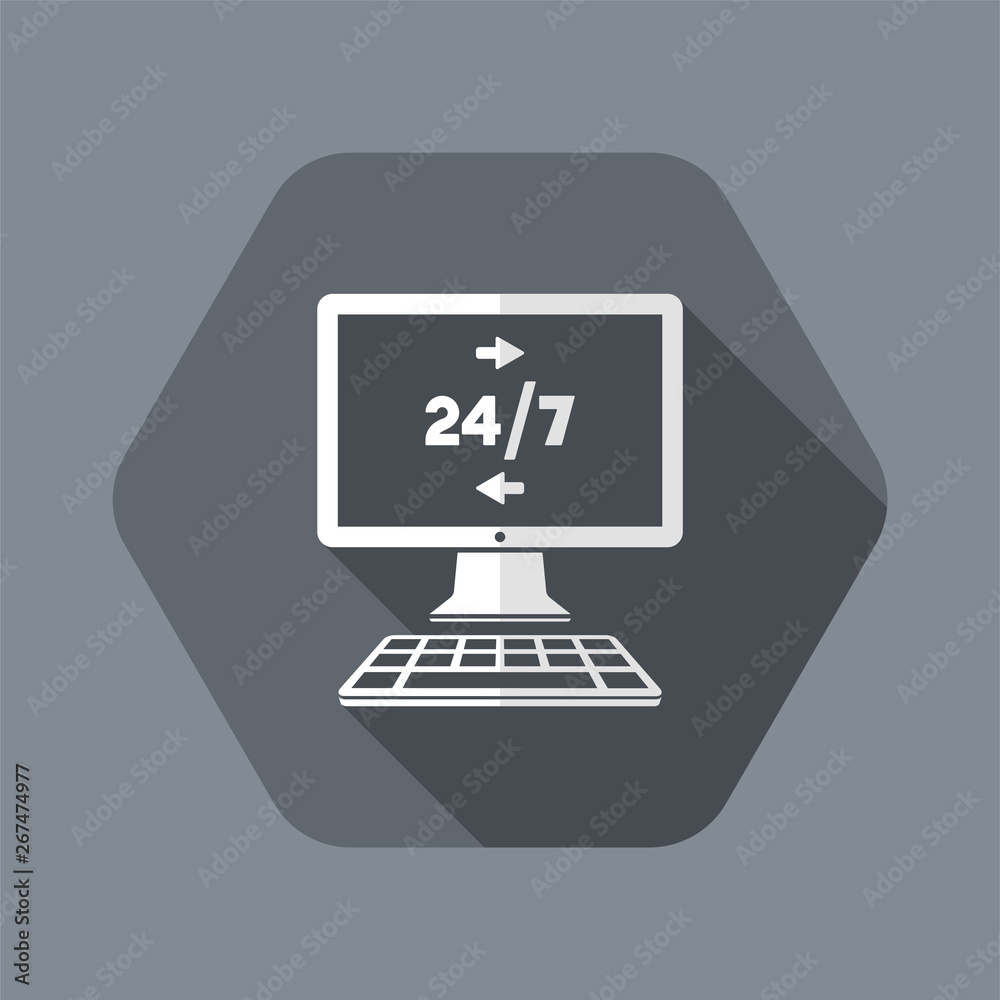 24/7 computer data transfer - Vector flat icon 24/7 computer data transfer - Vector flat icon