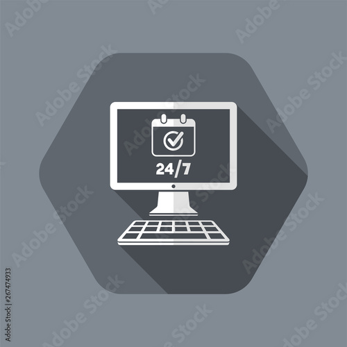 Check 24/7 computer services - Vector flat icon