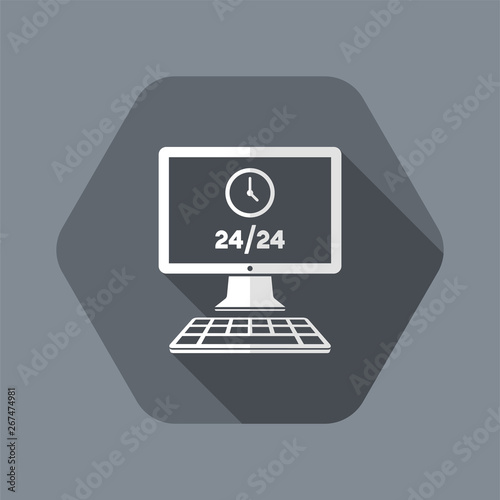 Computer service full time - Vector flat icon