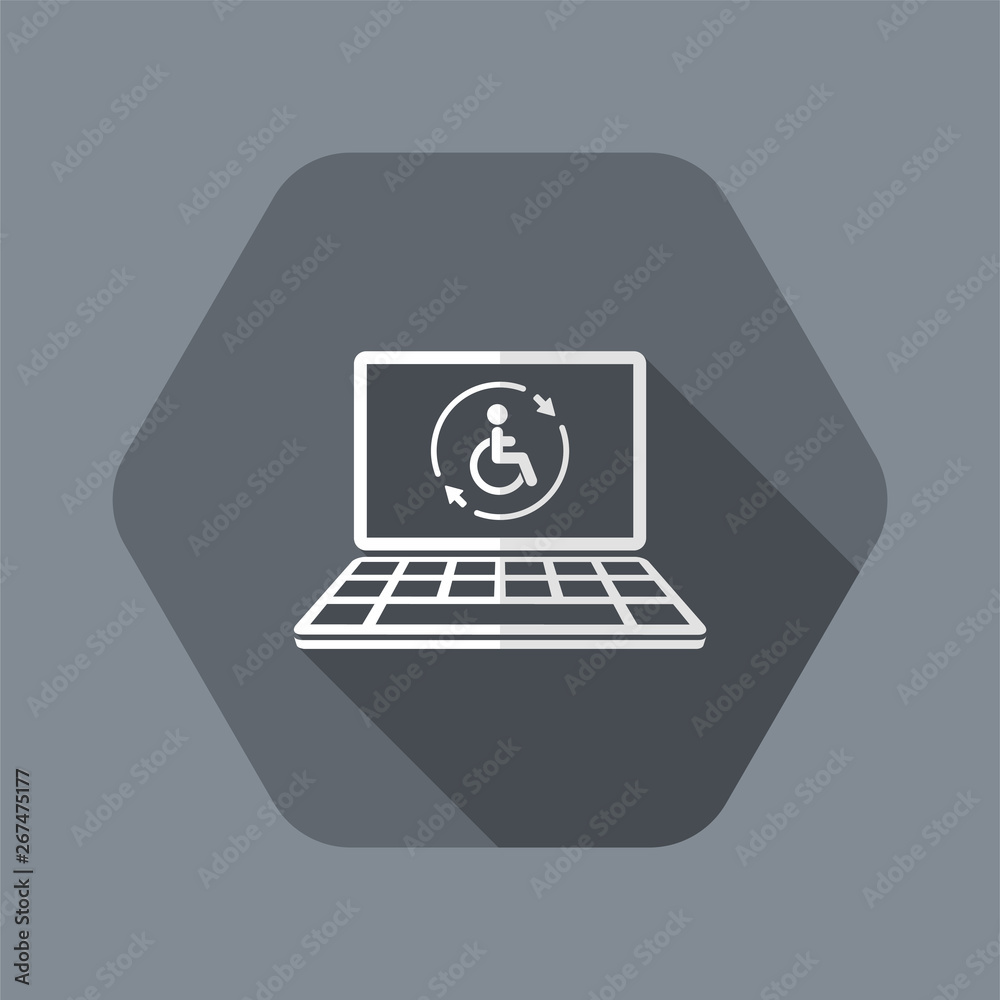 Handicap full assistance online - Vector flat icon Handicap full assistance online - Vector flat icon
