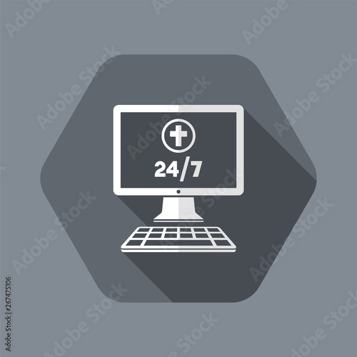 Religious web services 24/7 - Vector flat icon