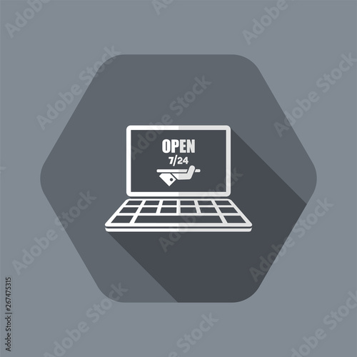 Online services open 7/24 - Vector flat icon
