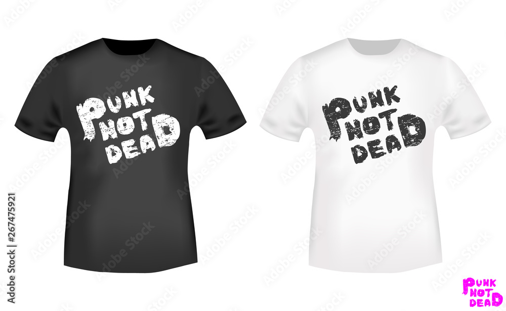 Fototapeta T-shirt z nadrukiem punk nie martwy. Ilustracji wektorowych.