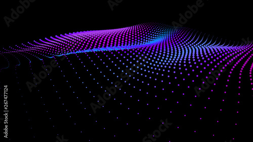 3d sea dots wave glowing stream background flow