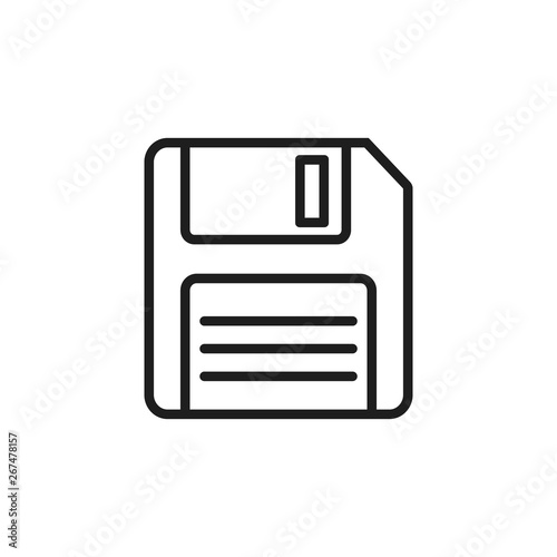 Floppy disk line style icon. Vector illustration. 