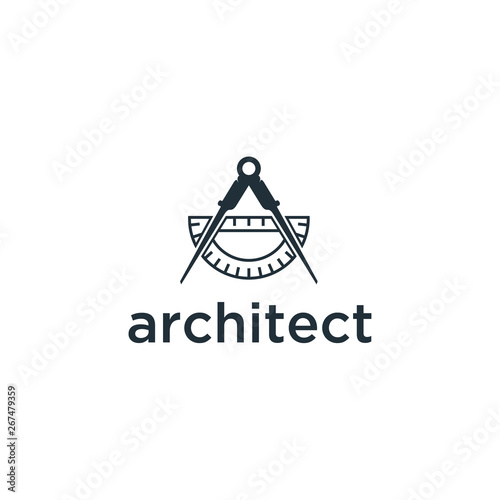 Architect logo or Building. compass icon, divider vector illustration 