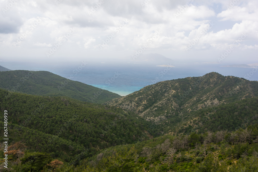 Beautiful Landscape of mountains and valleys in Rhodes