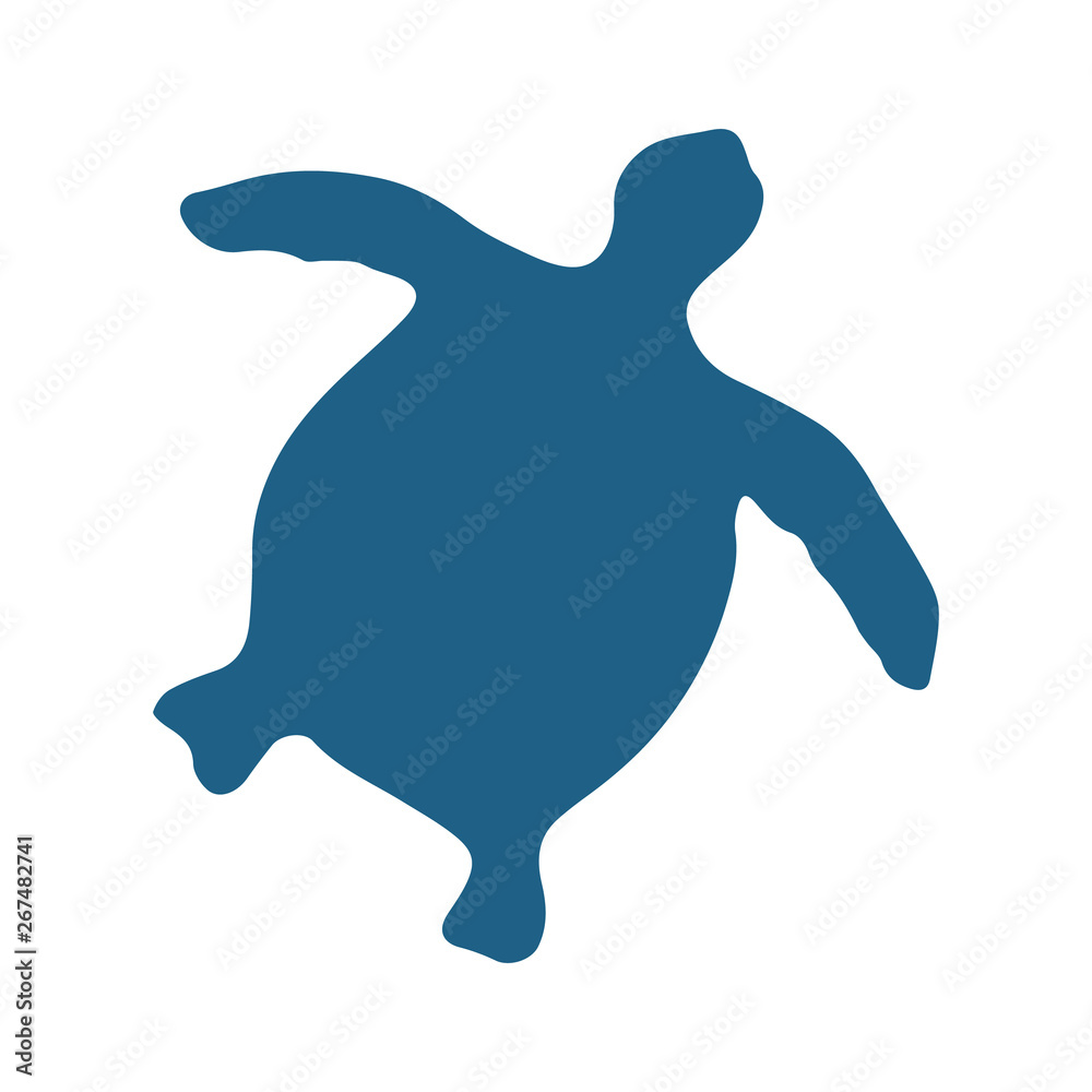 Cute turtle silhouette cartoon vector illustration motif set. Hand ...