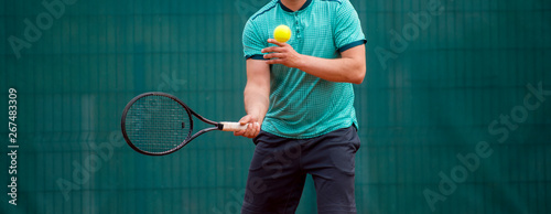 Male tennis player in action. Racket sport © Augustas Cetkauskas