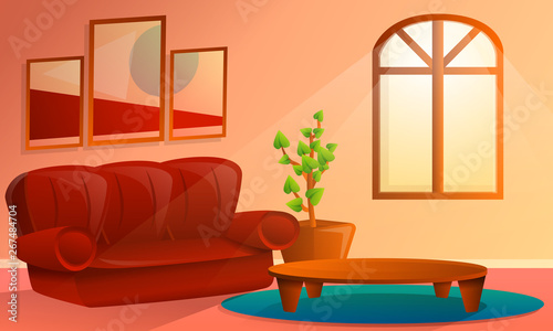 cartoon interior of living room, vector illustration