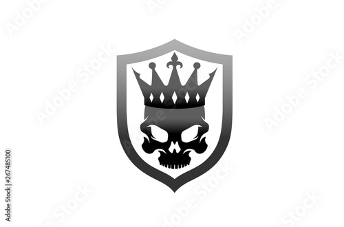 Creative Black Skull Crown King Logo Design Illustration