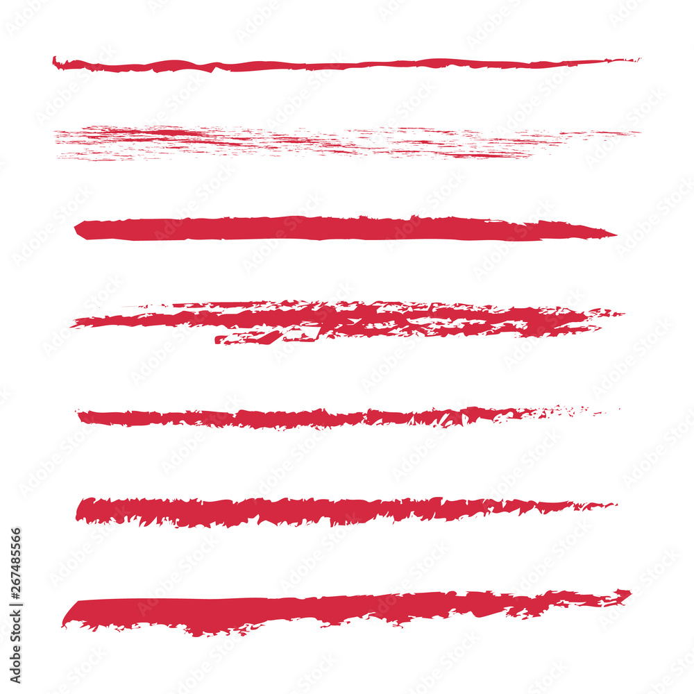 Set of Hand Painted Red Brush Strokes. Vector Grunge Brushes. Set of Hand Painted Red Brush Strokes. Vector Grunge Brushes.