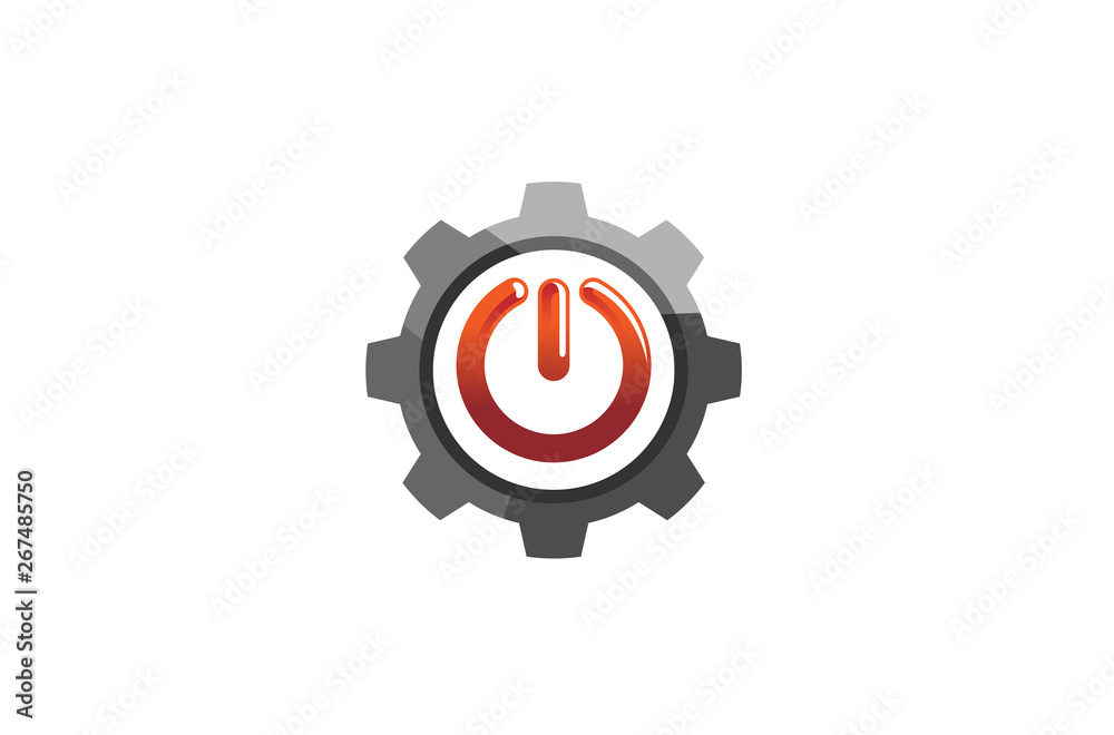 Creative Gear Power On Off Logo Design Vector Illustration Creative Gear Power On Off Logo Design Vector Illustration