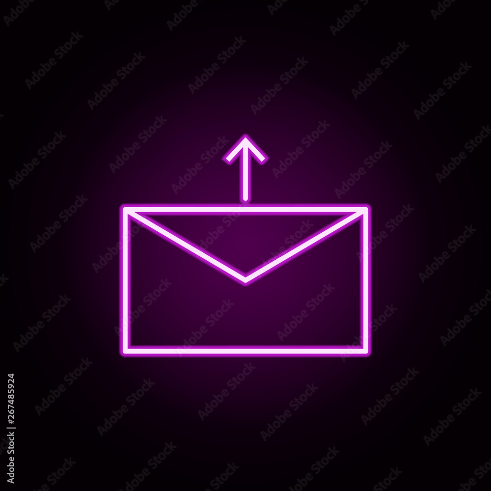Fototapeta premium mail send neon icon. Elements of arrow and object set. Simple icon for websites, web design, mobile app, info graphics