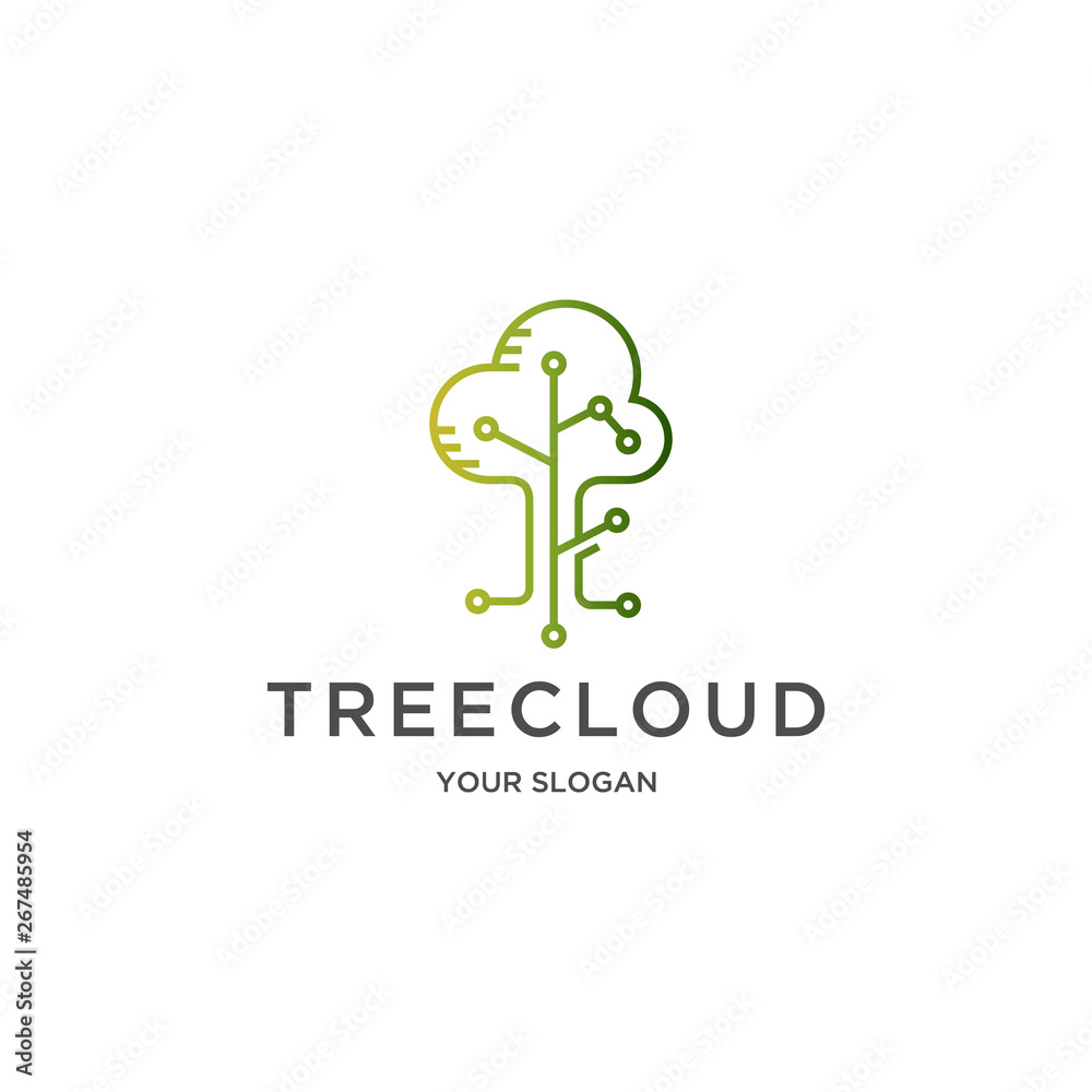 tree cloud green technology logo tree cloud green technology logo