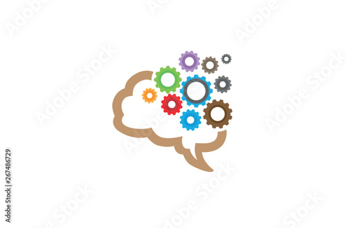 Creative Brain Gear Mind Symbol Logo Design Illustration