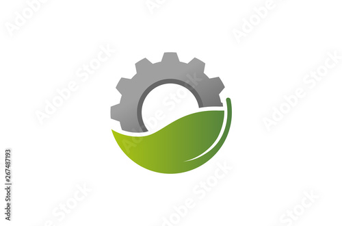 Creative Gear Leaf Agricultural technology Logo Design Illustration