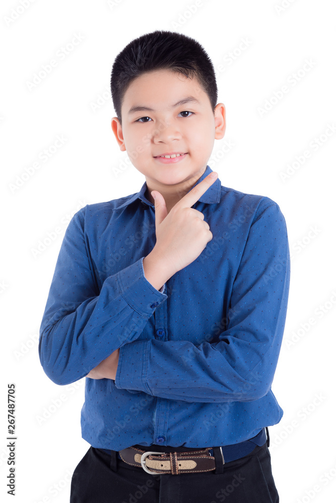 Young asian boy smiling isolated over white background Young asian boy smiling isolated over white background