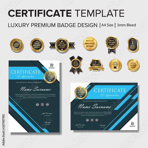 Modern certificate design with badge