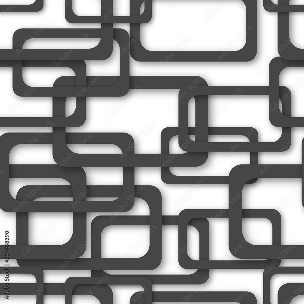 Abstract seamless pattern of randomly arranged black rectangle frames with soft shadows on white background Abstract seamless pattern of randomly arranged black rectangle frames with soft shadows on white background