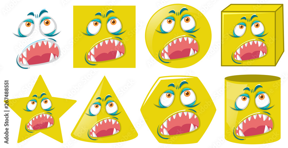 Obraz premium Set of monster facial expression