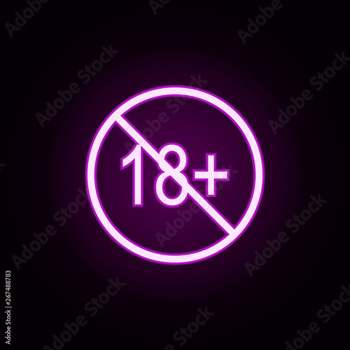 prohibition of eroticism neon icon. Elements of ban set. Simple icon for websites, web design, mobile app, info graphics