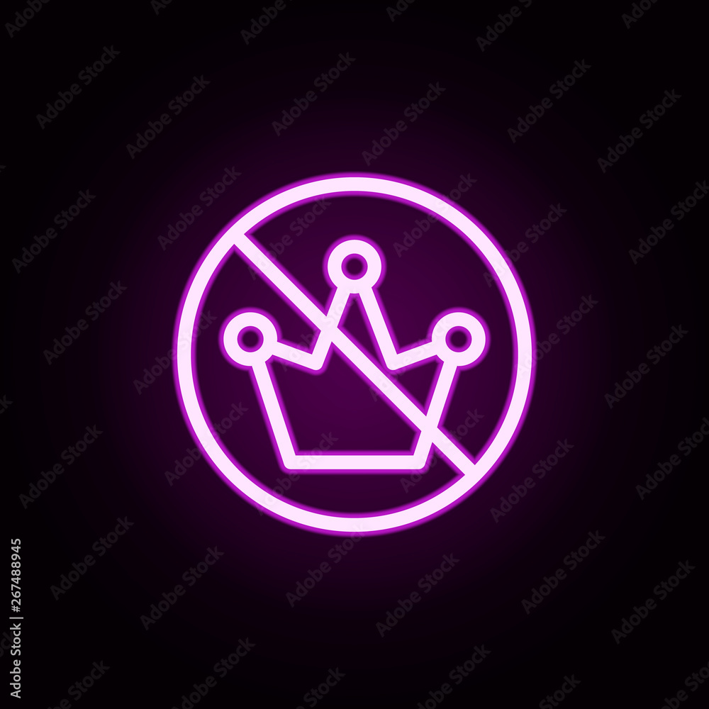 prohibition of the crown neon icon. Elements of ban set. Simple icon for websites, web design, mobile app, info graphics prohibition of the crown neon icon. Elements of ban set. Simple icon for websites, web design, mobile app, info graphics