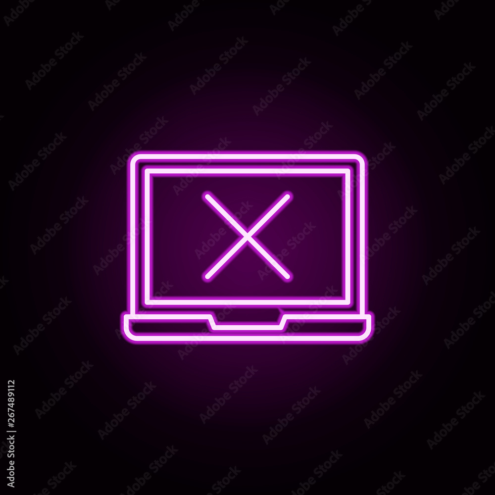 not working laptop neon icon. Elements of data secutity set. Simple icon for websites, web design, mobile app, info graphics not working laptop neon icon. Elements of data secutity set. Simple icon for websites, web design, mobile app, info graphics