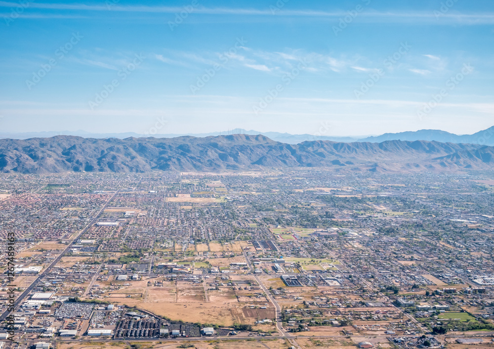 Aerial View of a Residential Area of Phoenix From the Cometial Airplane