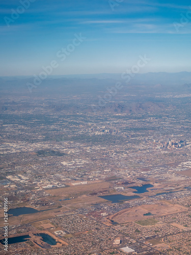 Portrait Picture Of Downtown Phoenix With Fog over the Mountains