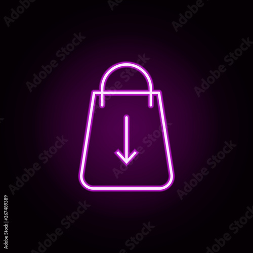 down arrow neon icon. Elements of e-commerce set. Simple icon for websites, web design, mobile app, info graphics