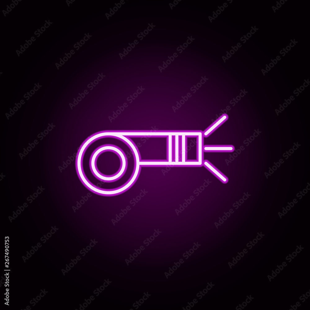 whistle neon icon. Elements of hockey set. Simple icon for websites, web design, mobile app, info graphics