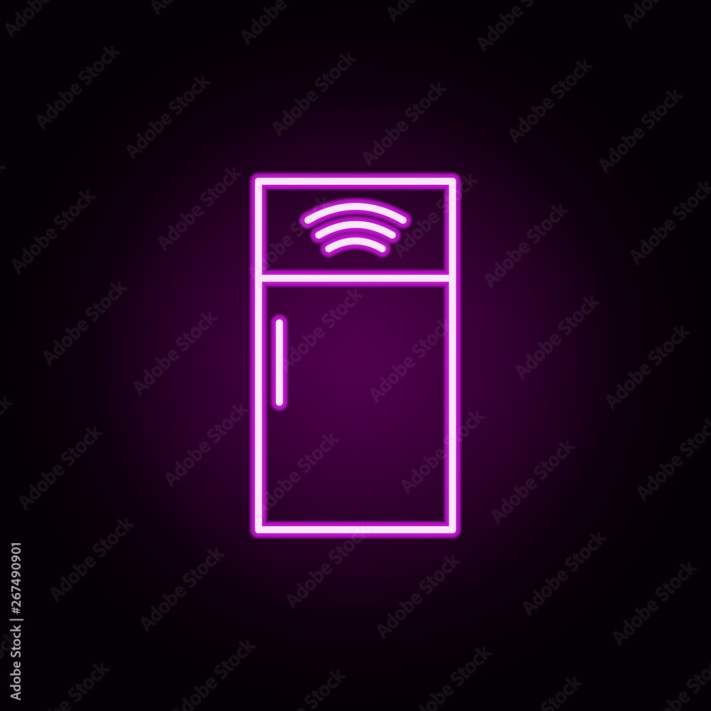 refrigerator neon icon. Elements of internet things set. Simple icon for websites, web design, mobile app, info graphics refrigerator neon icon. Elements of internet things set. Simple icon for websites, web design, mobile app, info graphics