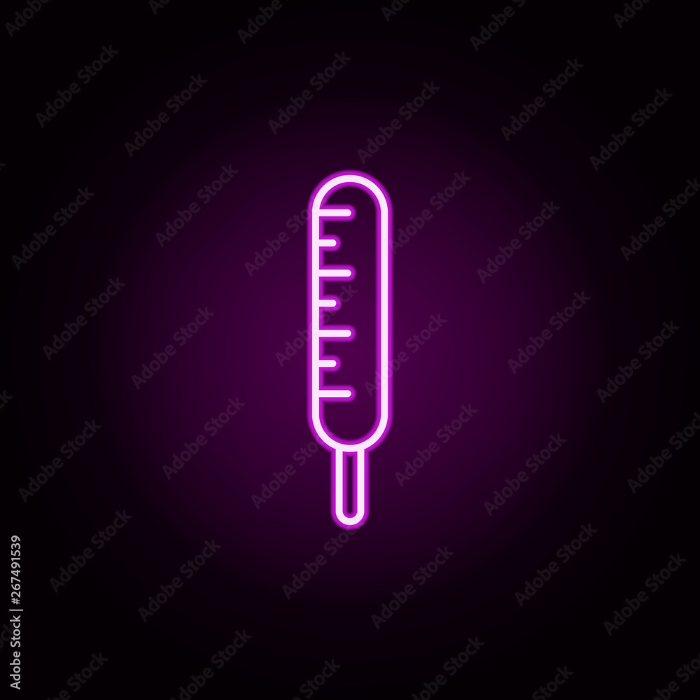 Thermometer neon icon. Elements of medical set. Simple icon for websites, web design, mobile app, info graphics Thermometer neon icon. Elements of medical set. Simple icon for websites, web design, mobile app, info graphics